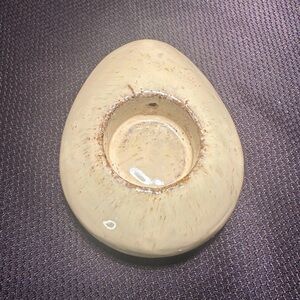 Studio Pottery TEA LIGHT/VOTIVE HOLDER BEIGE, Egg Shape